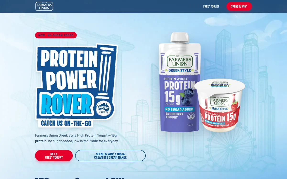 Farmers Union Protein Power Rover microsite home page